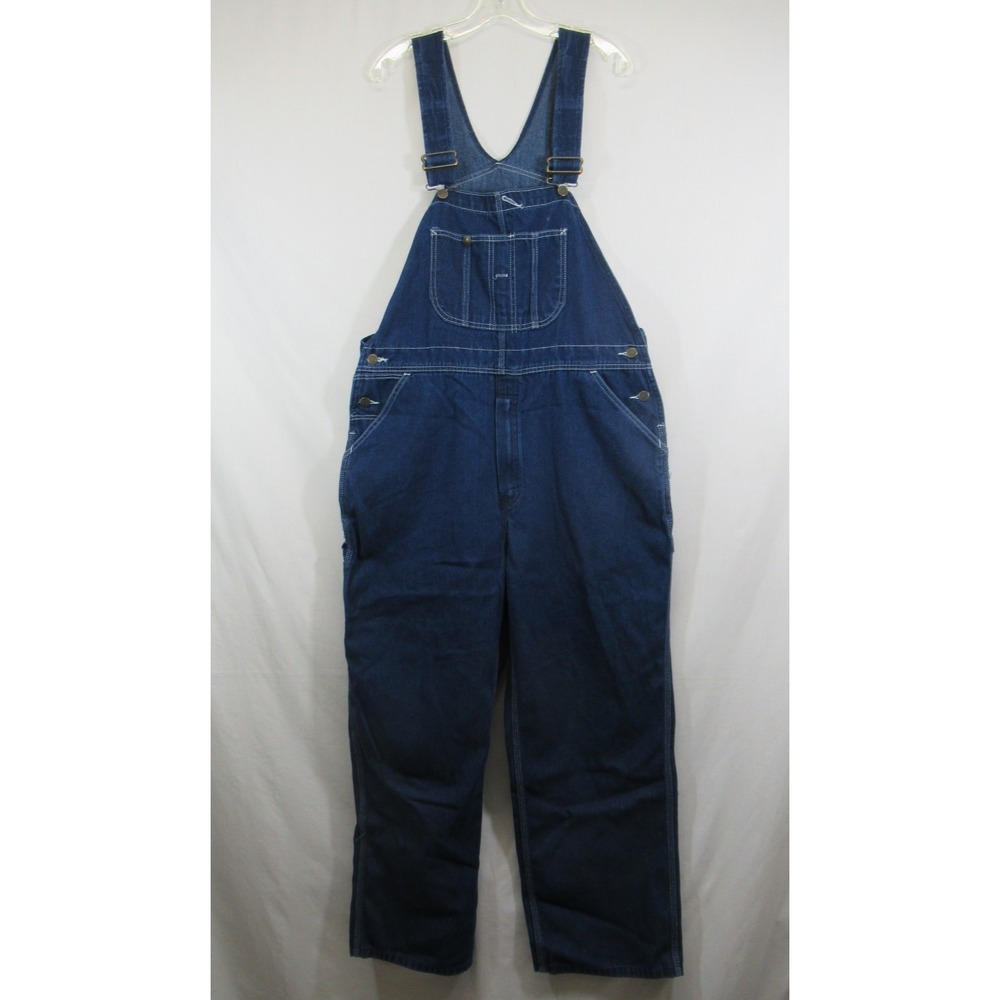 Vintage Sears Roebucks WearTUFF Denim Bib Overalls Men 40x30 Blue Workwear